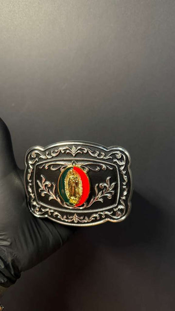 Evilla De Metal Virgen De Guadalupe Fondo Negro Unisex 100% Stainless Steel Belt Buckle for 2 Inch Belts Durable Elegant Design Perfect for Special Events